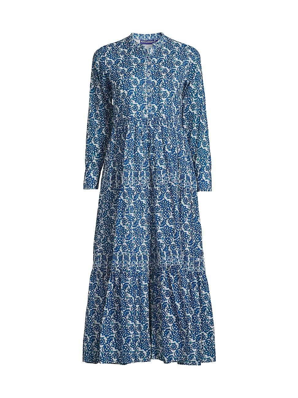 Womens Diwali Floral Cotton A-Line Midi Dress Product Image