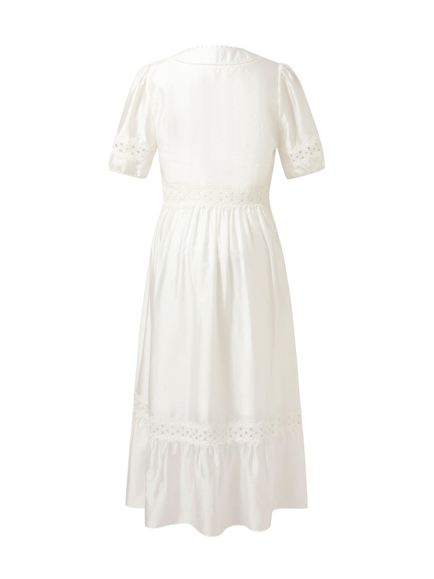 Tencel Blend Patchwork Lace Women Maxi Dress Product Image