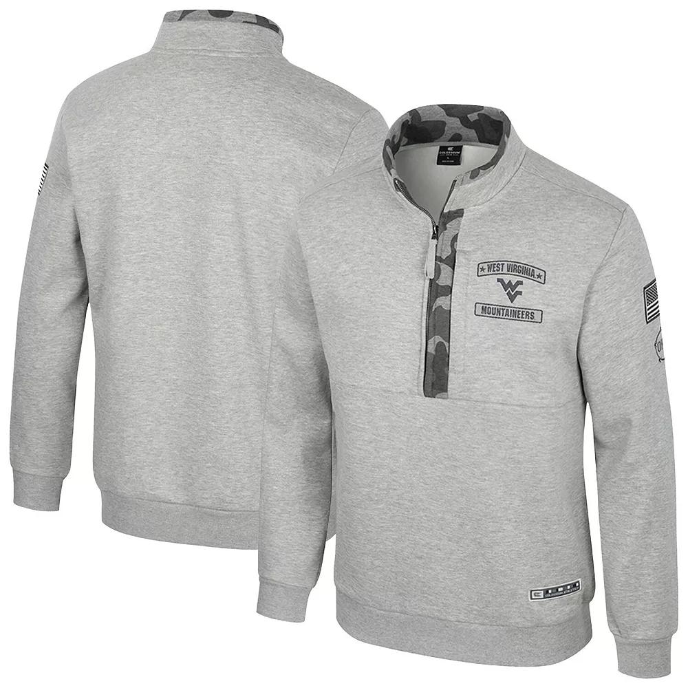 Men's Colosseum Heather Gray Texas Tech Red Raiders OORAH OHT Military Appreciation Fleece Quarter-Zip Jacket, Size: Large, Grey Product Image