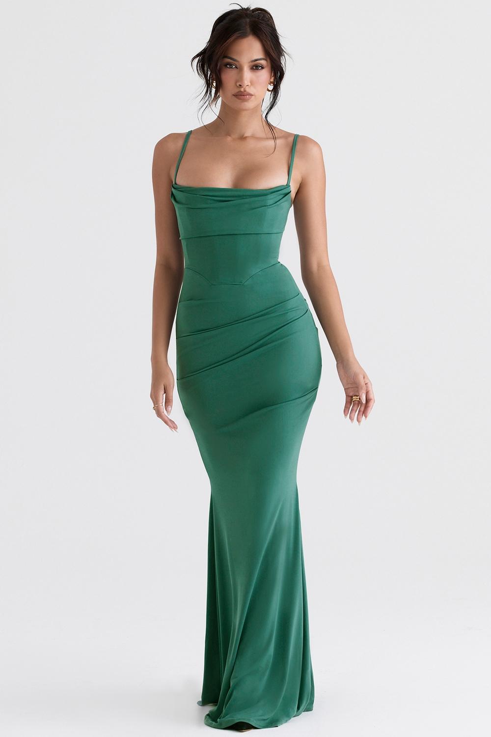 Milena  forest corset maxi dress Product Image