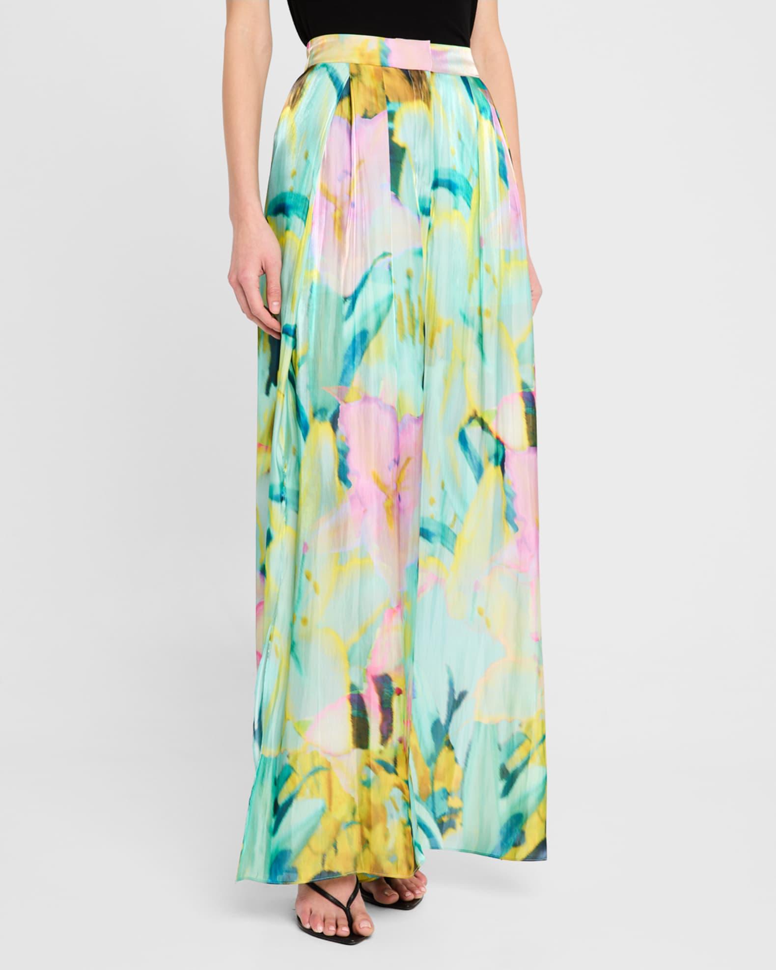 Loretta Wide-Leg Metallic Satin Pants Product Image