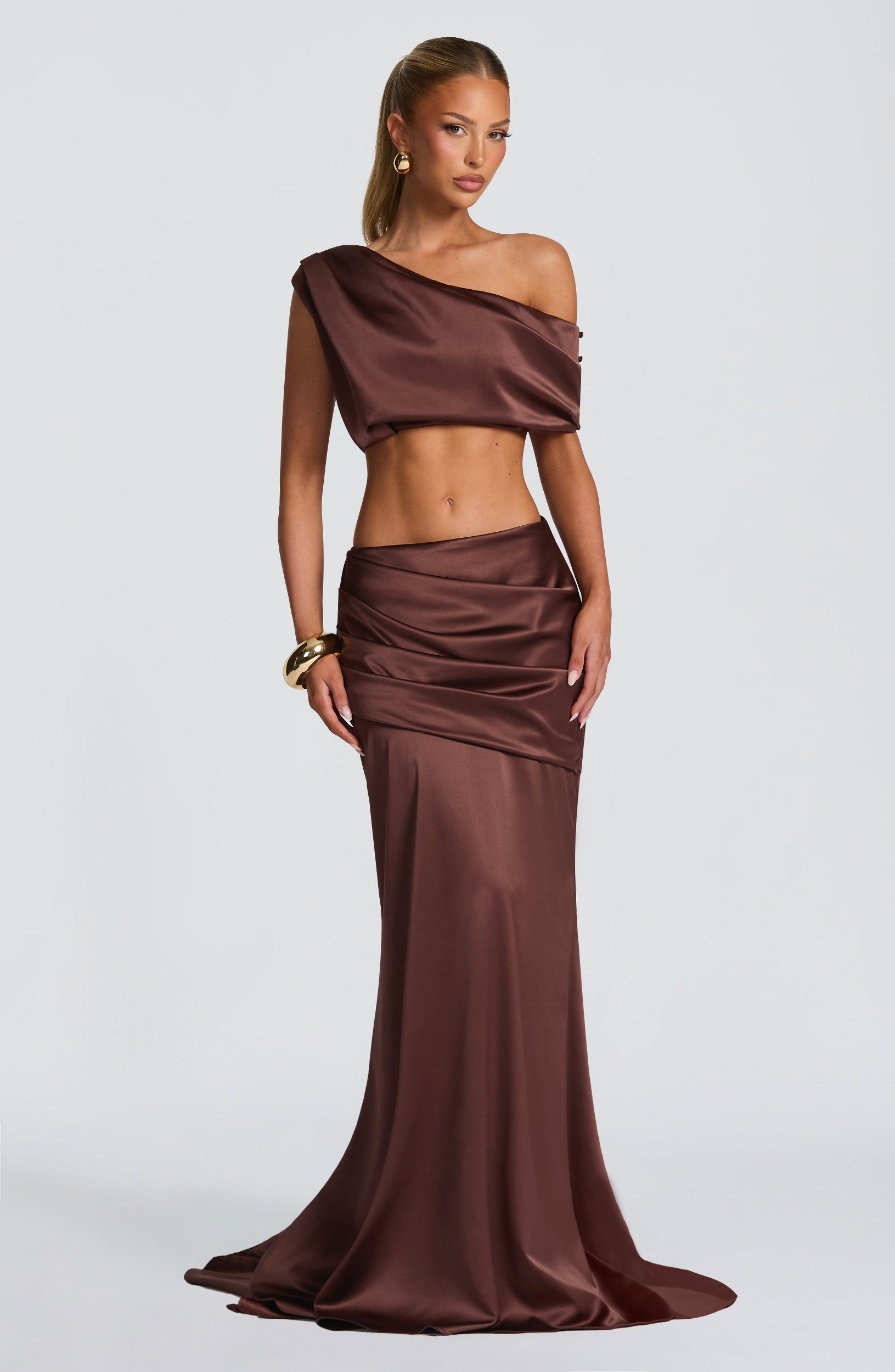 Claudette Maxi Skirt - Plum Brown Product Image