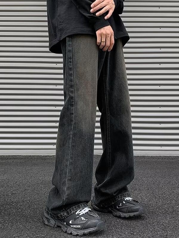 Men's Vintage Wash Distressed Loose Jeans Product Image