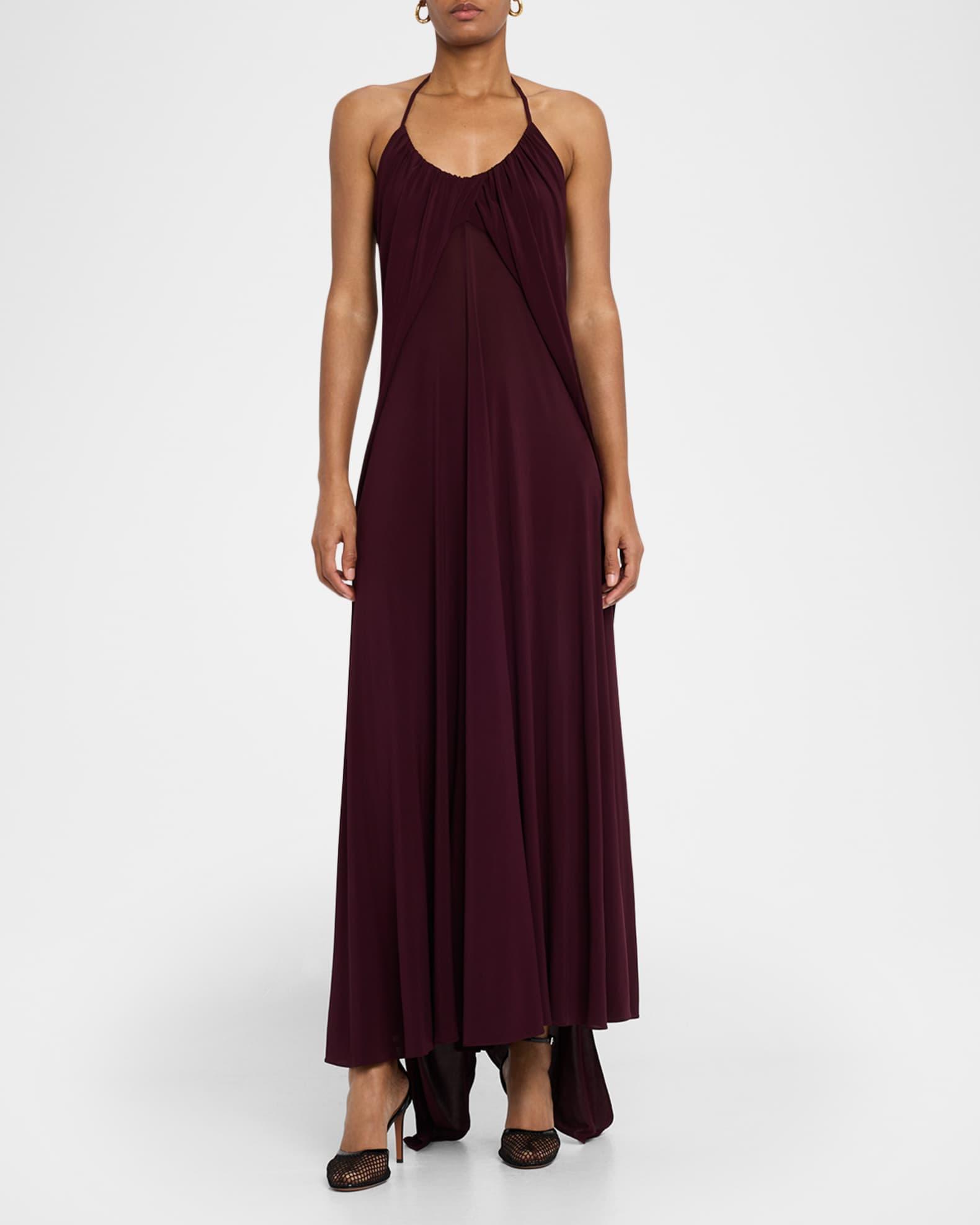 Draped Halter Backless Gown Product Image
