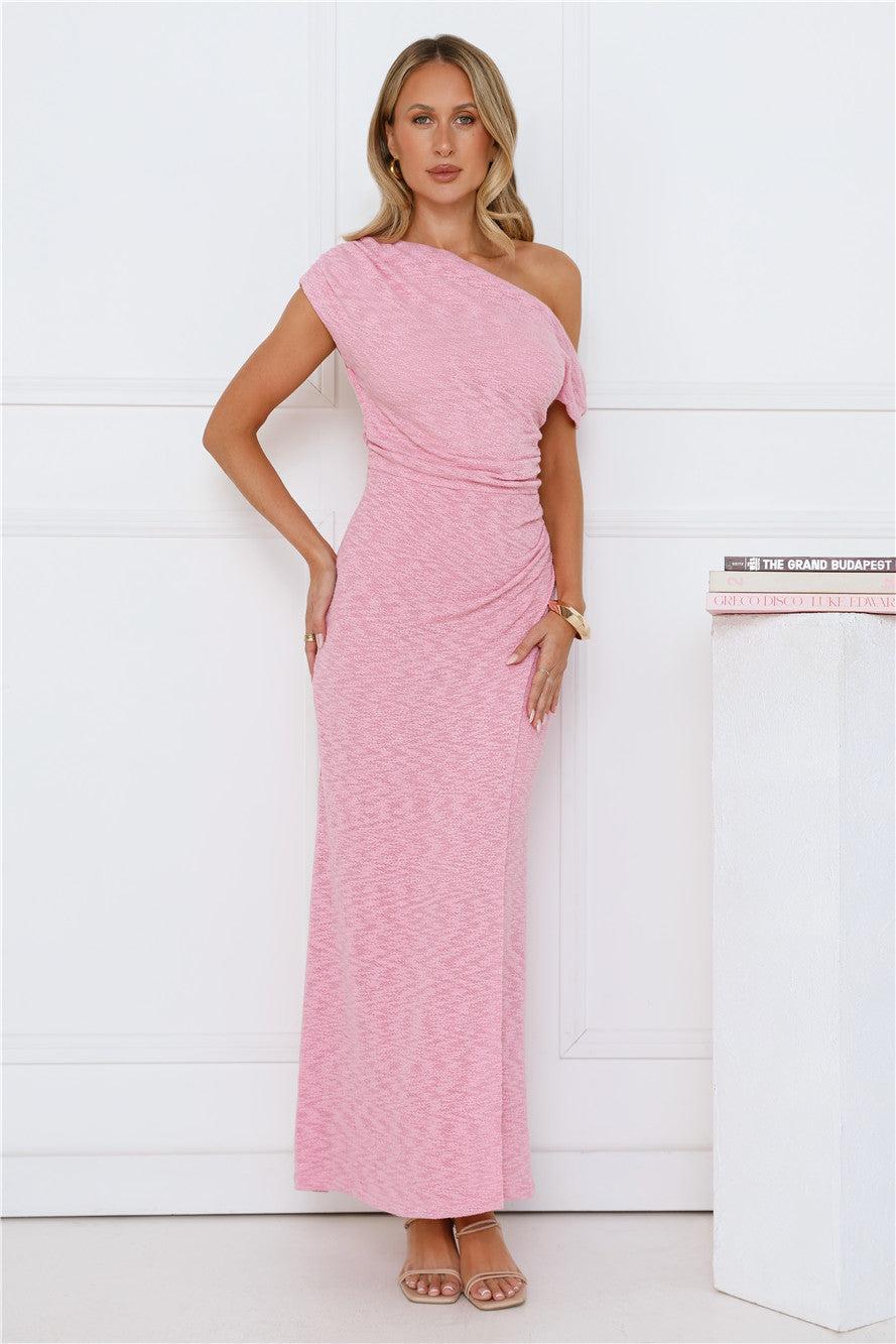 In My Style Era Off Shoulder Maxi Dress Pink Product Image