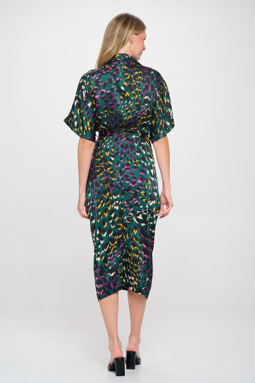 Leopard Green Cassandra Dress Product Image