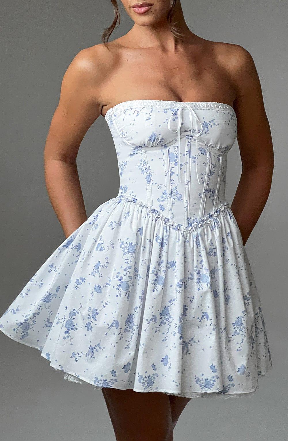 Maeve Mini Dress - Blue Ditsy Print Product Image