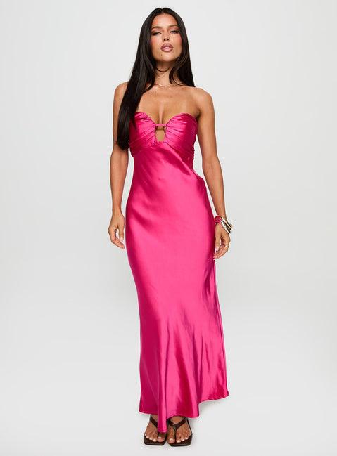 Cyprian Strapless Maxi Dress Hot Pink Product Image