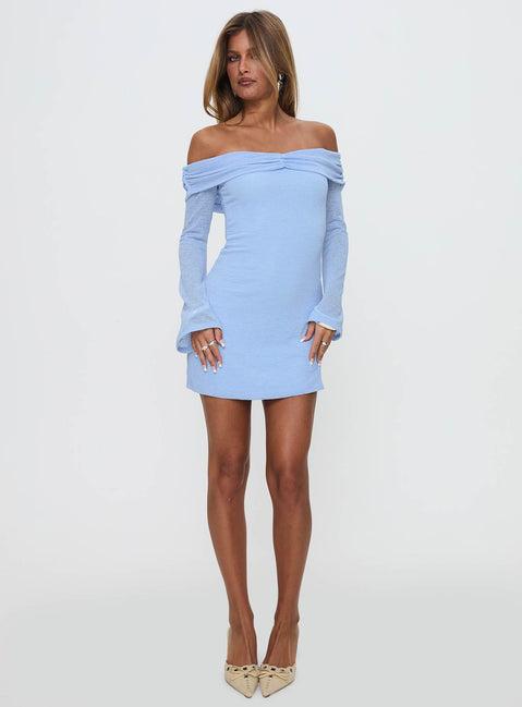 Stellaire Long Sleeve Mini Dress Blue Product Image