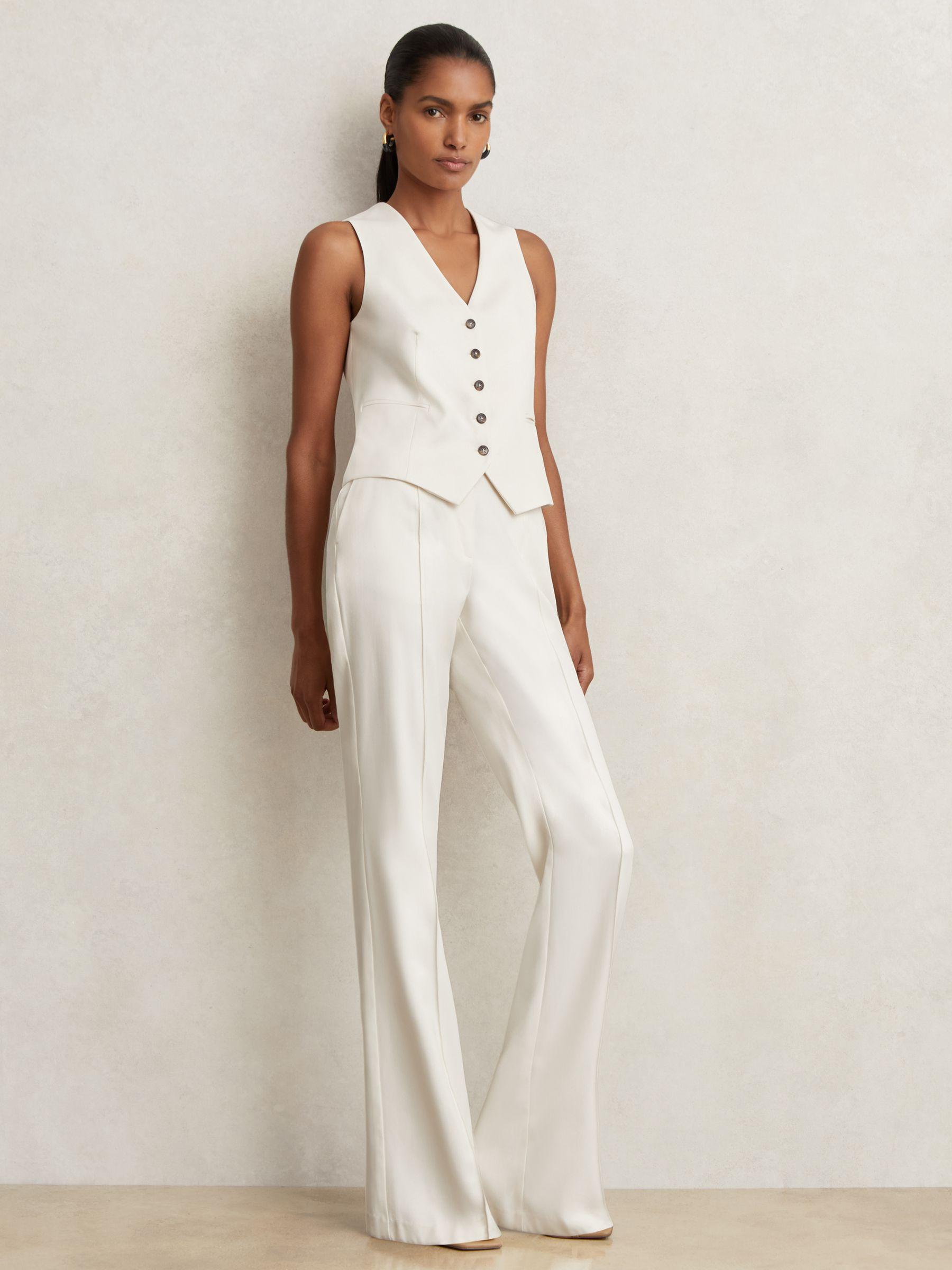 Single Breasted Tailored Waistcoat in Cream Product Image