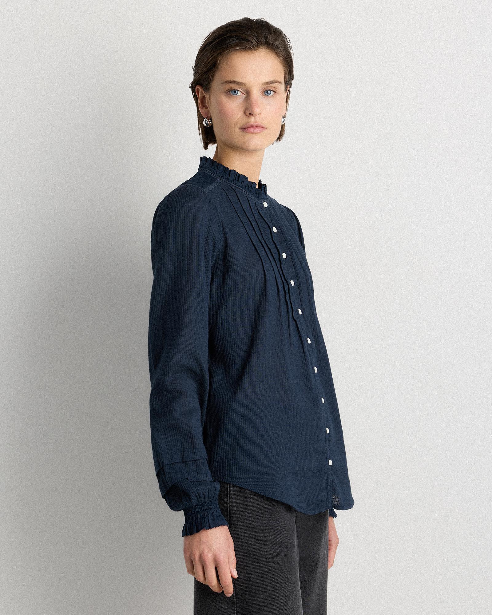 Quince | Women's Organic Textured Cotton Peasant Blouse Organic Cotton Product Image