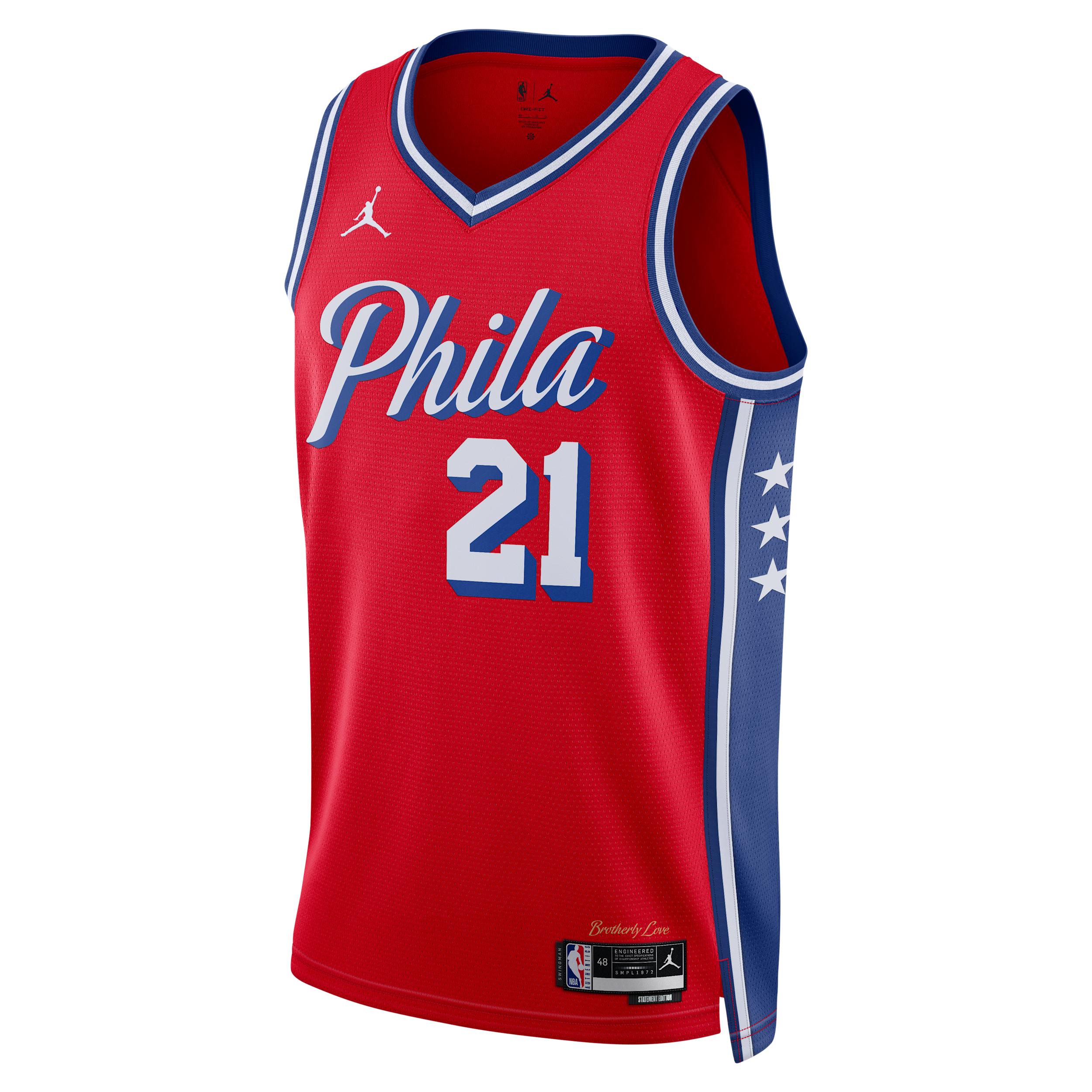 Mens Philadelphia 76ers Statement Edition Jordan Dri-FIT NBA Swingman Jersey | DO9539-658 Product Image