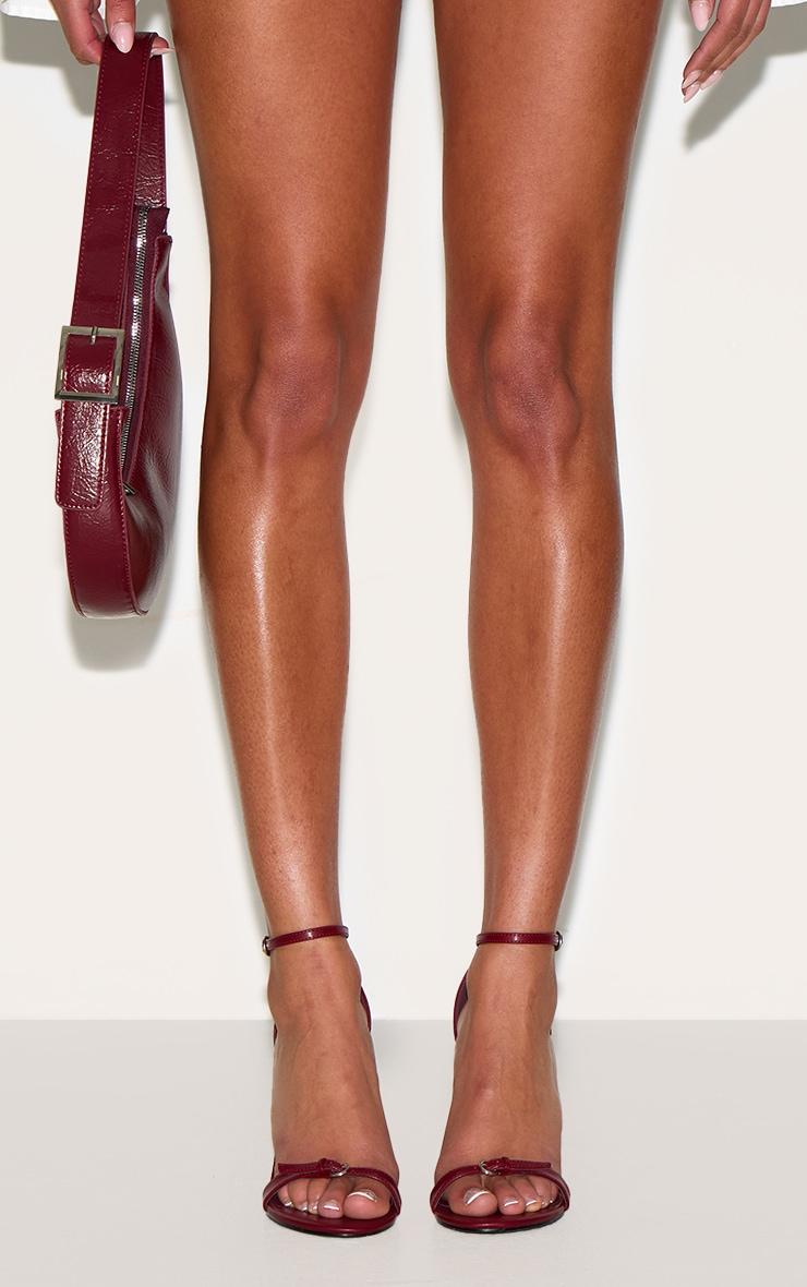 Red PU Wide Fit Round Toe High Stiletto Heeled Sandals Product Image