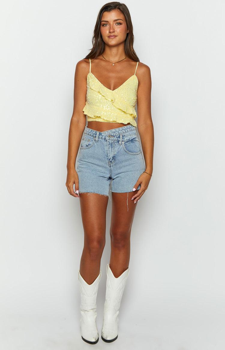 Dolly Yellow Sequin Crop Top Product Image