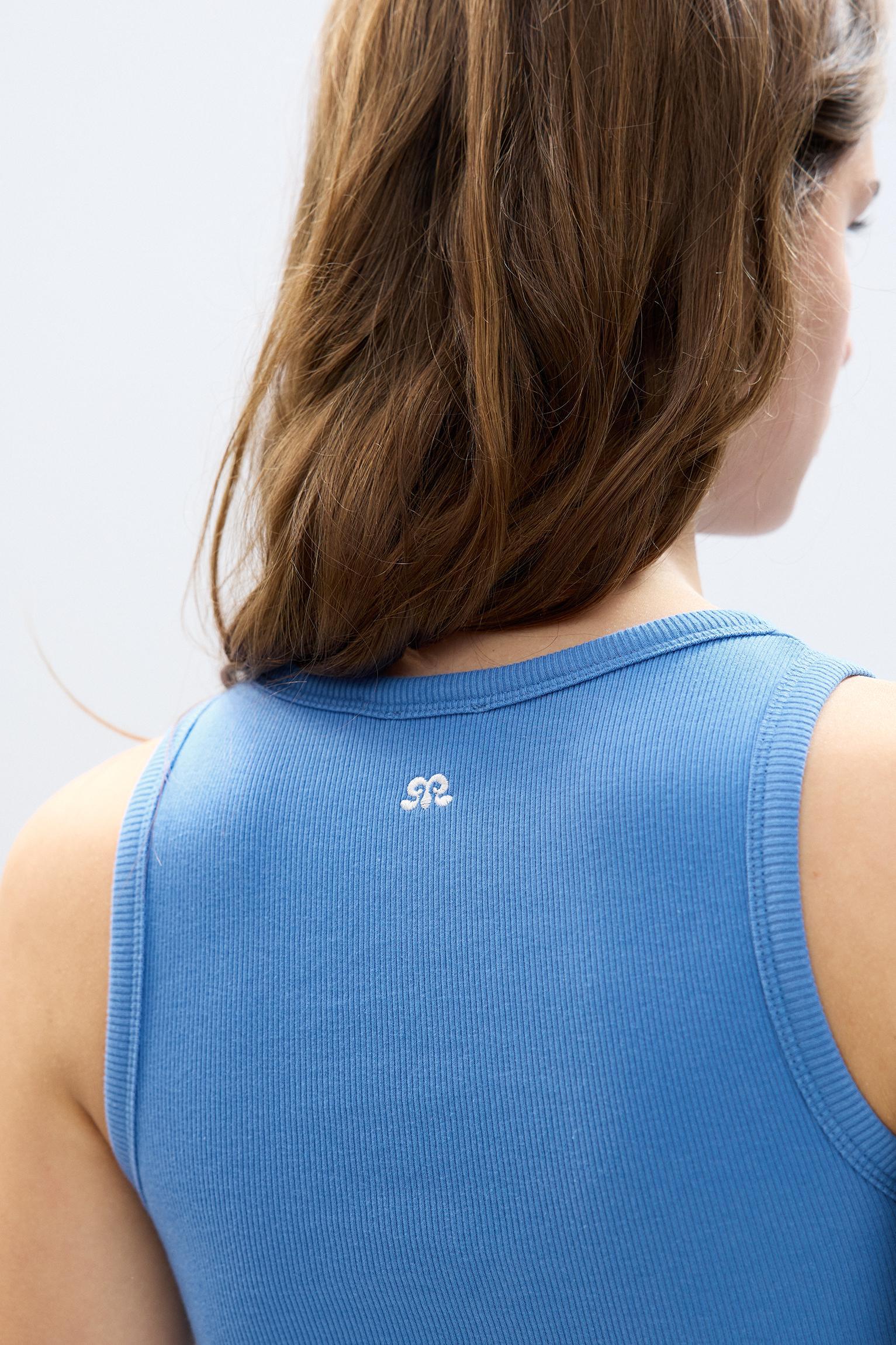 Blue tank top with slogan Product Image