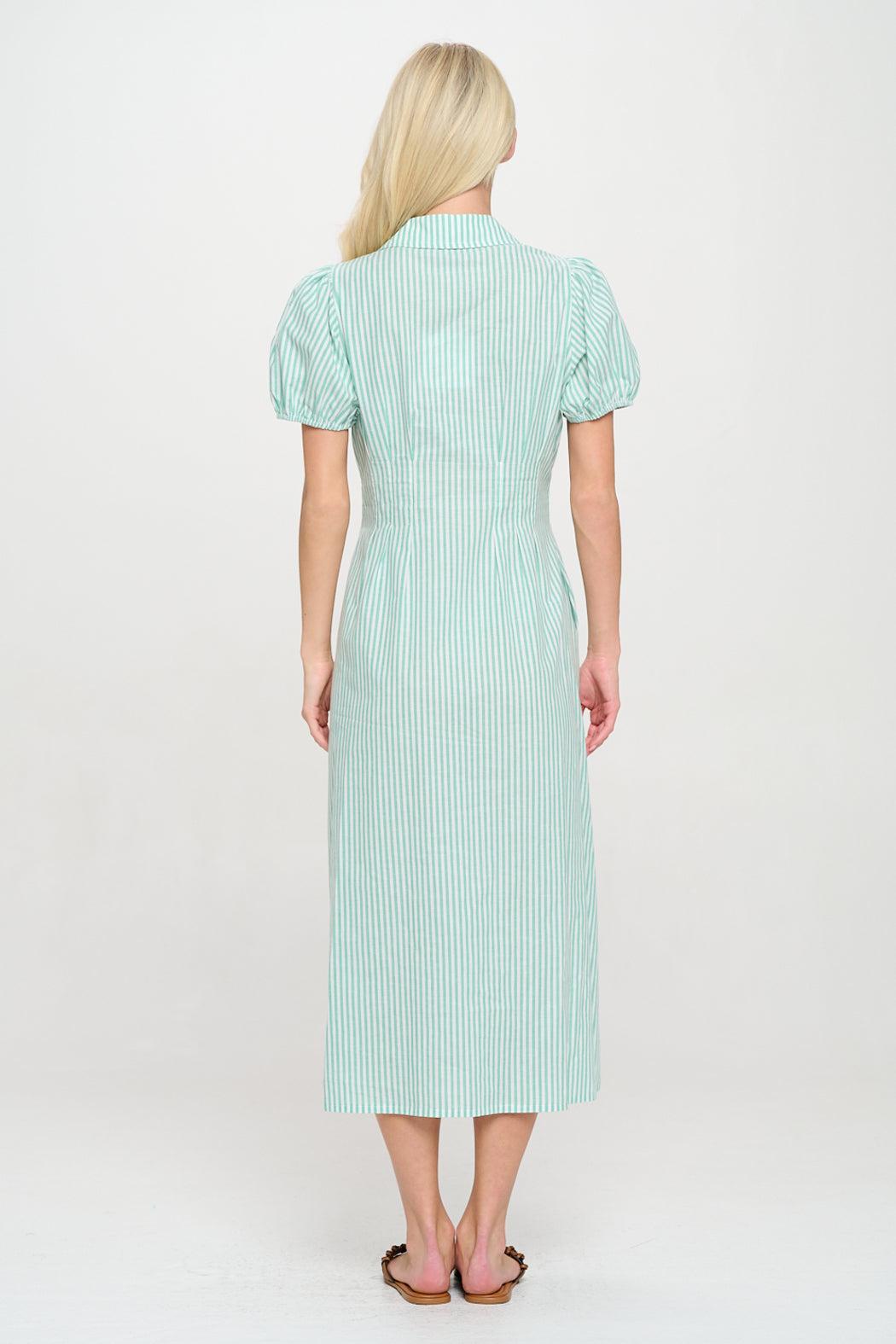 Mediterranean Stripe Button Down Shirt Dress Product Image