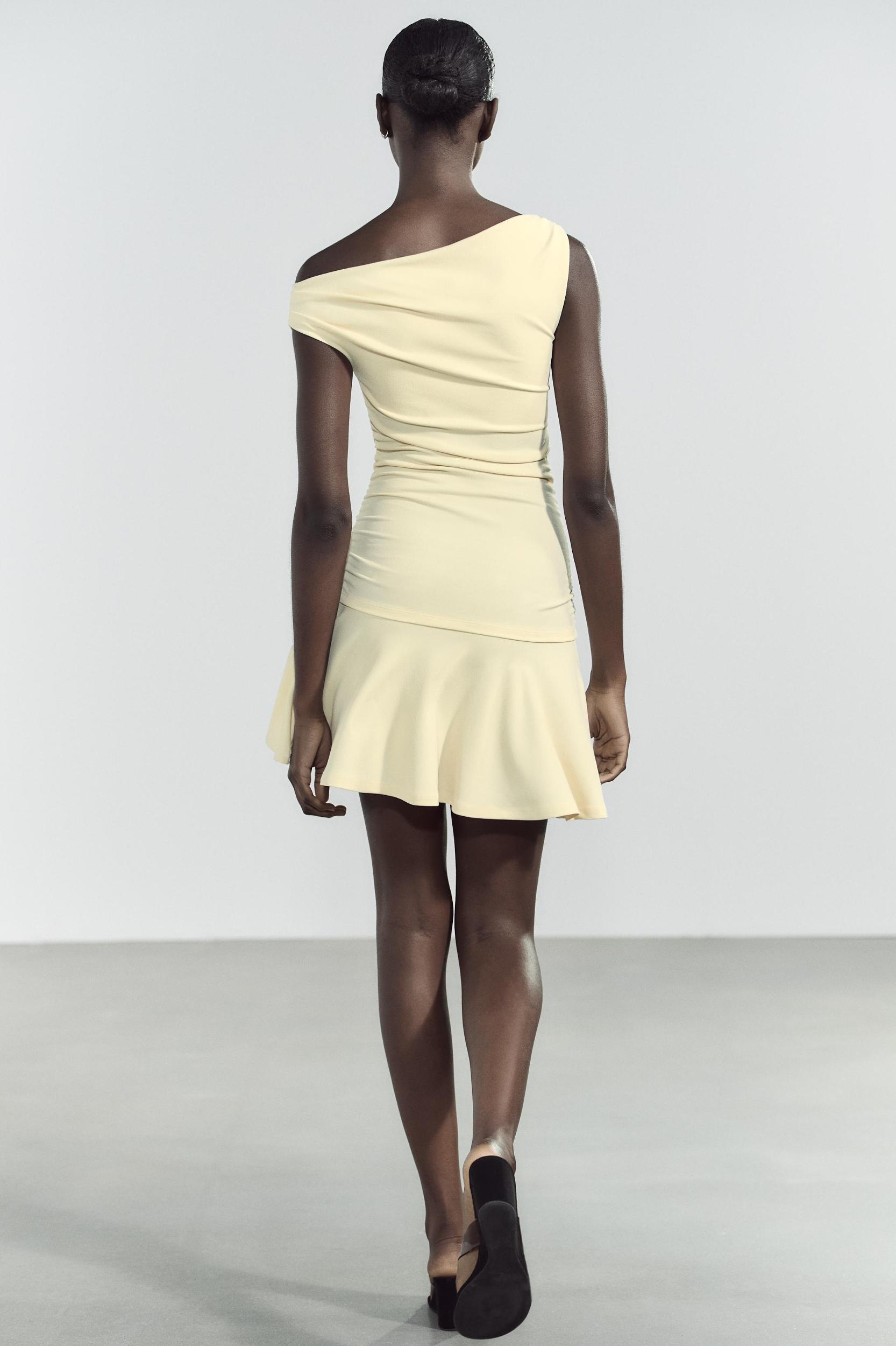 RUCHED TEXTURED DRESS Product Image