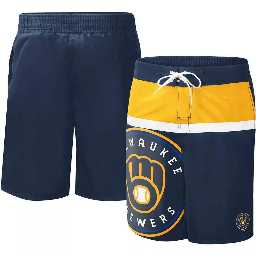Men's G-III Sports by Carl Banks Navy Milwaukee Brewers Sea Wind Swim Shorts, Size: 2XL, Blue Product Image