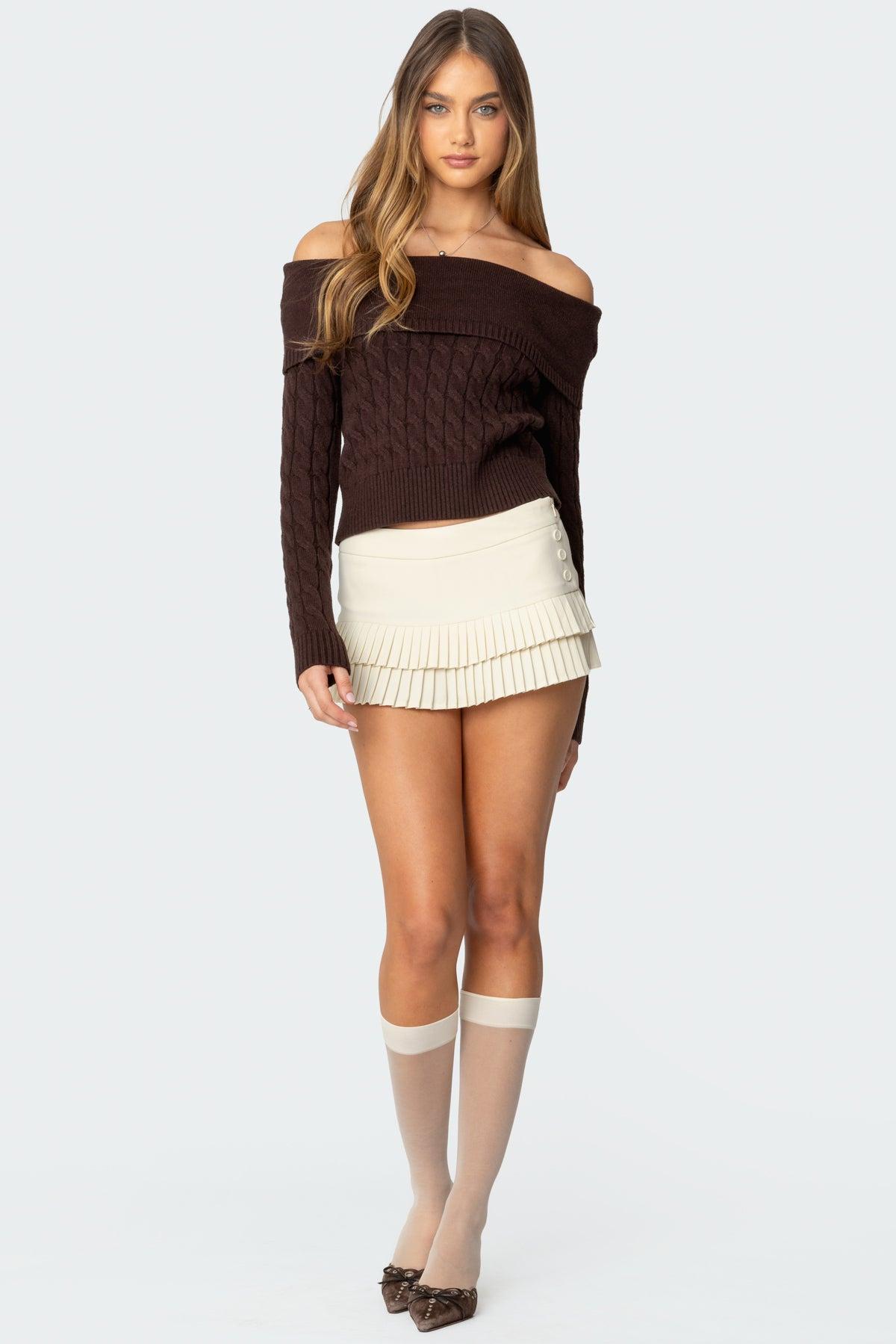 Glenn Fold Over Cable Knit Sweater Product Image