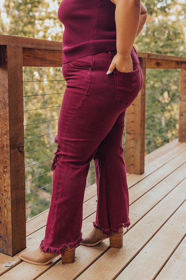 Cafe Hangout Ribbed Henley Top in Merlot Curves Product Image