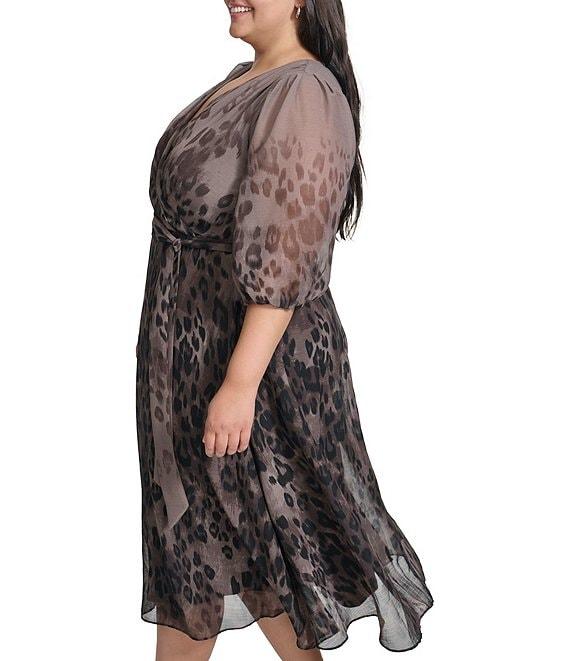 DKNY by Donna Karan Plus Size Leopard Print Midi Product Image