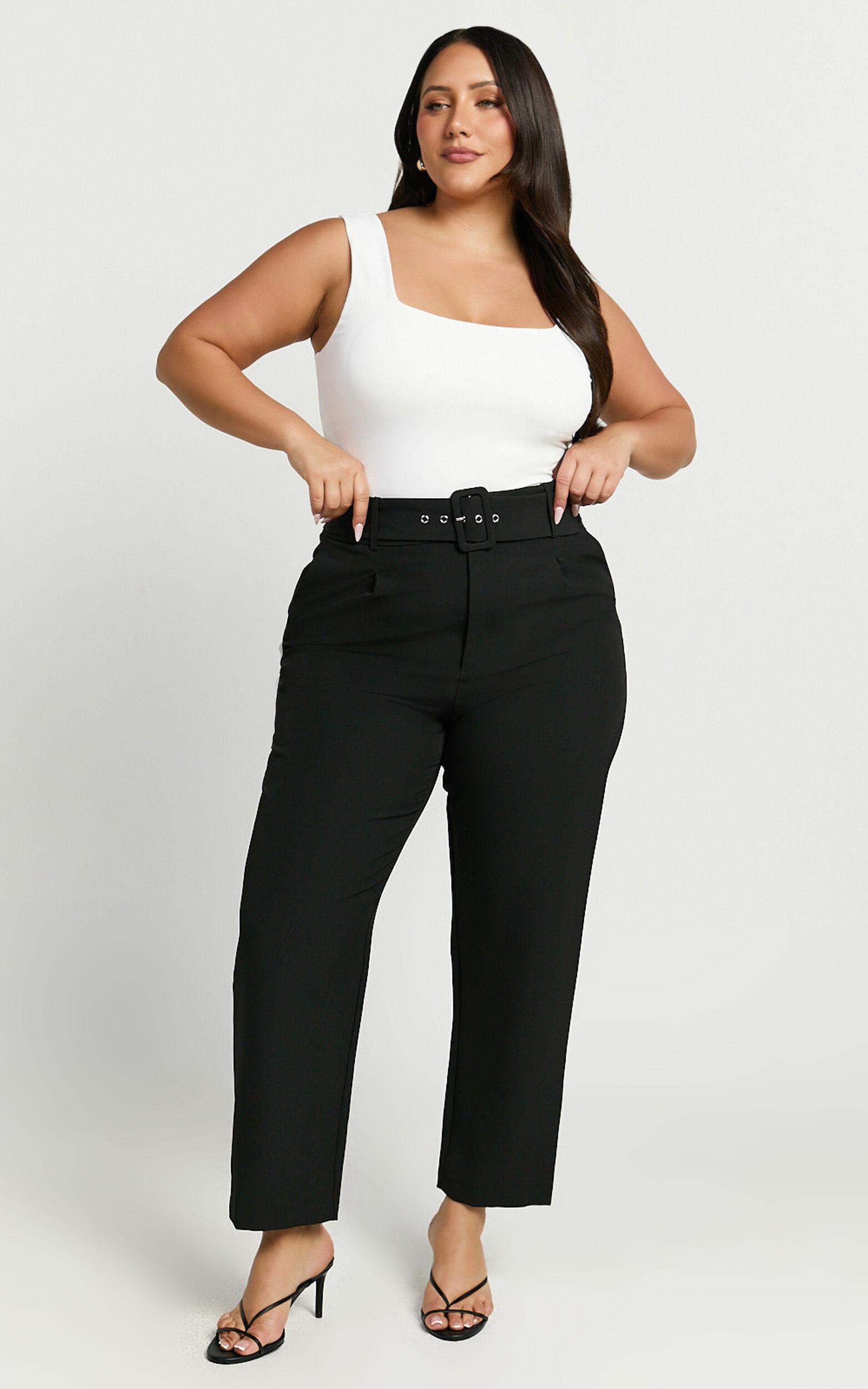 Milica Trousers - Belted High Waisted Trousers in Black Product Image