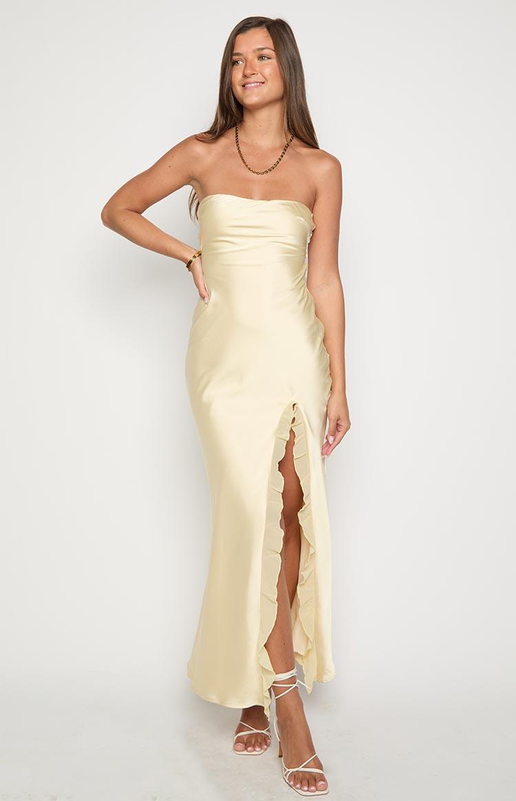 Mackenna Yellow Strapless Maxi Dress Product Image