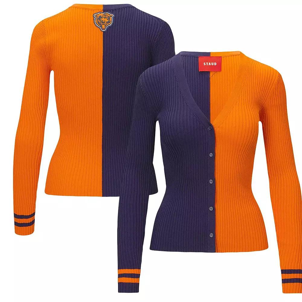 Women's STAUD Navy/Orange Chicago Bears Cargo Sweater, Size: Large, Blue Product Image