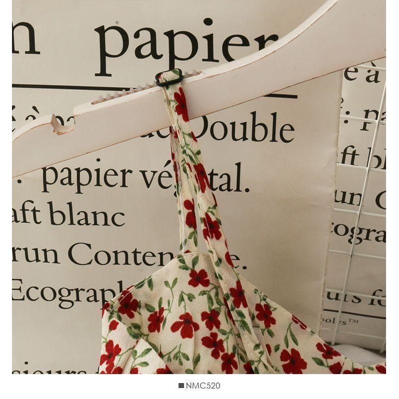 Spaghetti Strap Floral Print Ruffled Hem Mini A-Line Dress Product Image