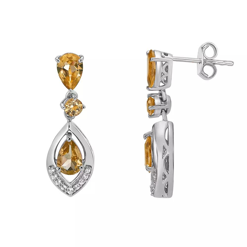Gemminded Sterling Silver Citrine & Lab-Created White Sapphire Earrings, Women's Product Image