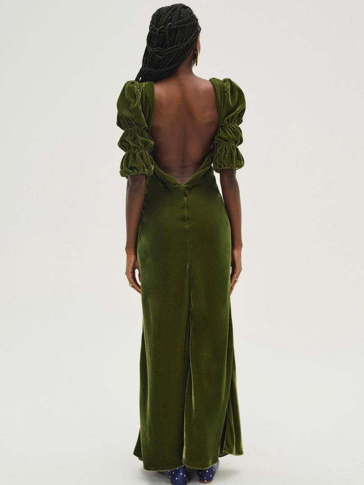 Martini Velvet Maxi Dress — Green Product Image
