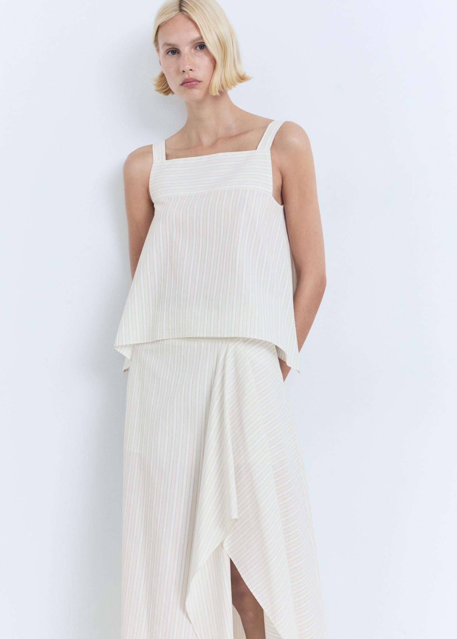 Striped asymmetric skirt - Women | MANGO USA Product Image