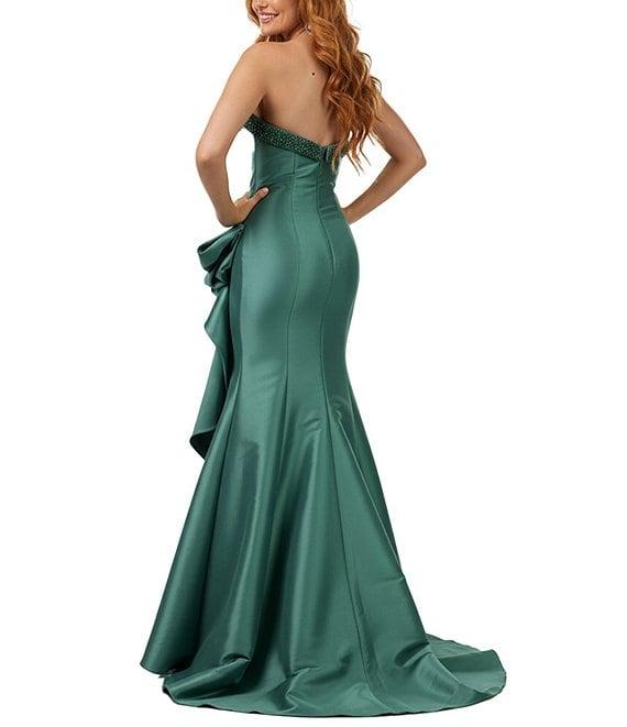 Terani Couture Stretch Mikado Embellished Strapless Ruffle Mermaid Gown Product Image
