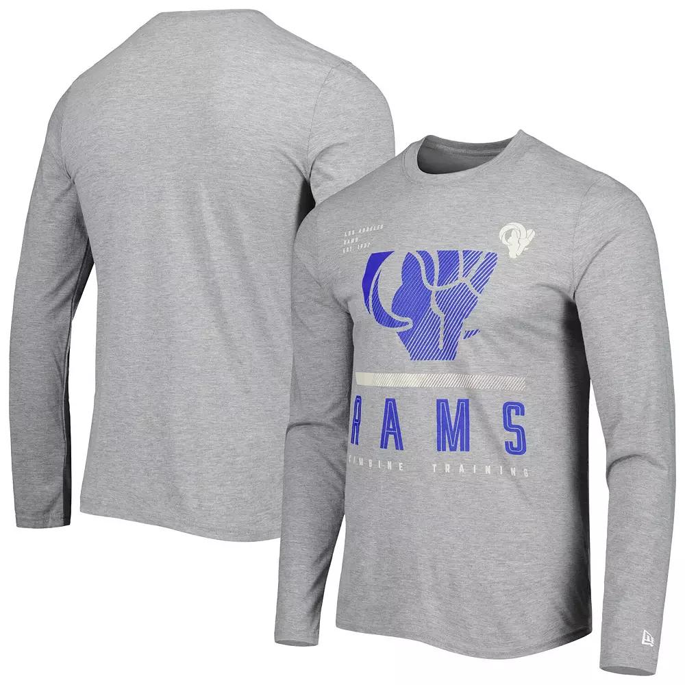 Men's New Era Heathered Gray Los Angeles Rams Combine Authentic Red Zone Long Sleeve T-Shirt,  Product Image