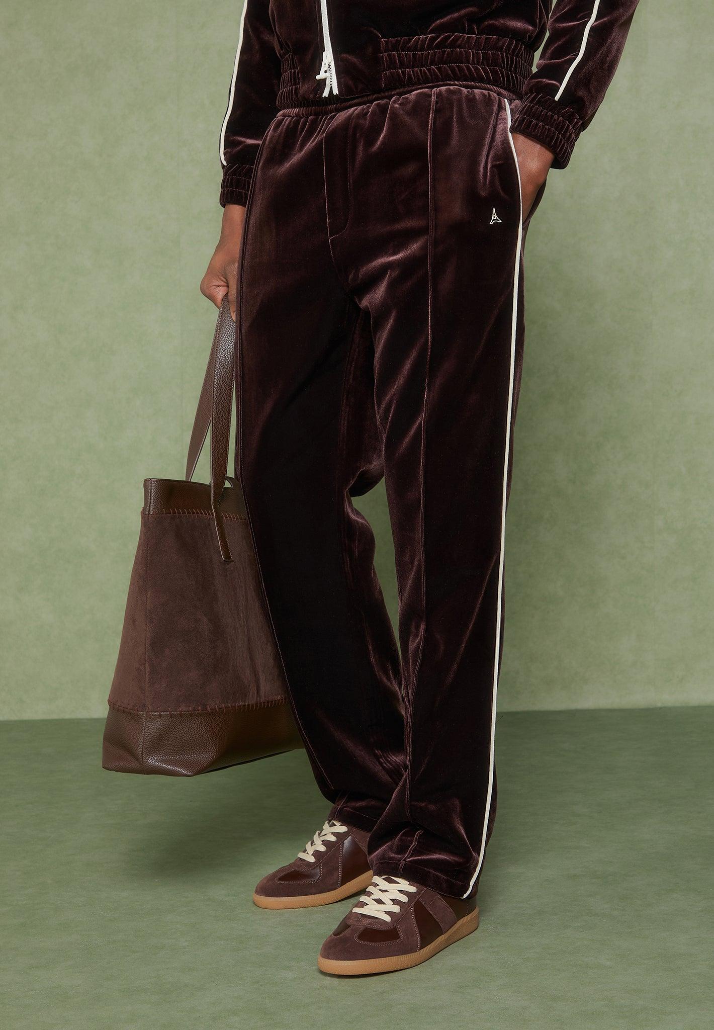 Eiffel Velour Track Pants - Brown Male Product Image