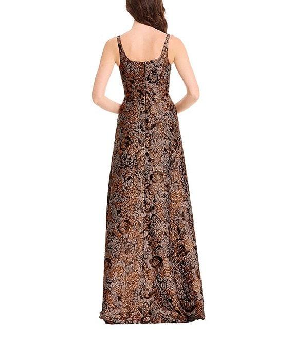 Dress the Population Vienna Metallic Pattern Square Neck A-Line Gown Product Image