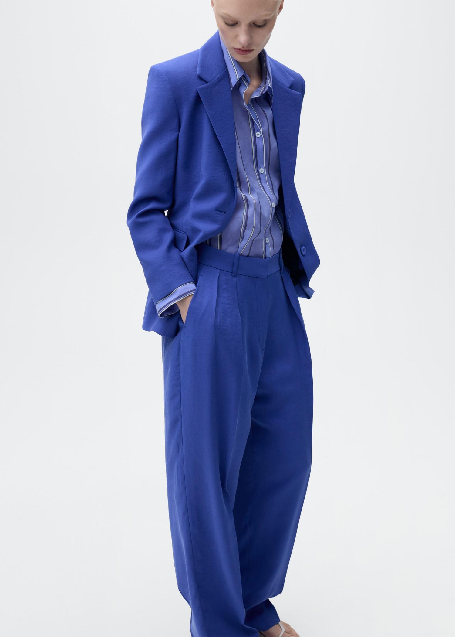 Pleated wideleg suit trousers - Women | MANGO USA Product Image