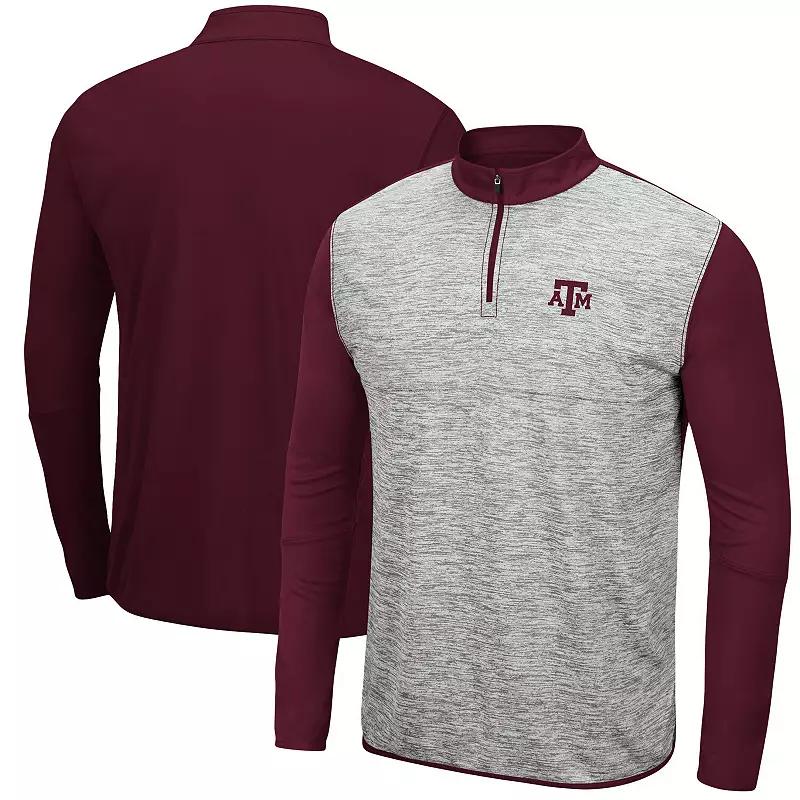Men's Colosseum Heathered Gray/Maroon Texas A&M Aggies Prospect Quarter-Zip Jacket,  Product Image