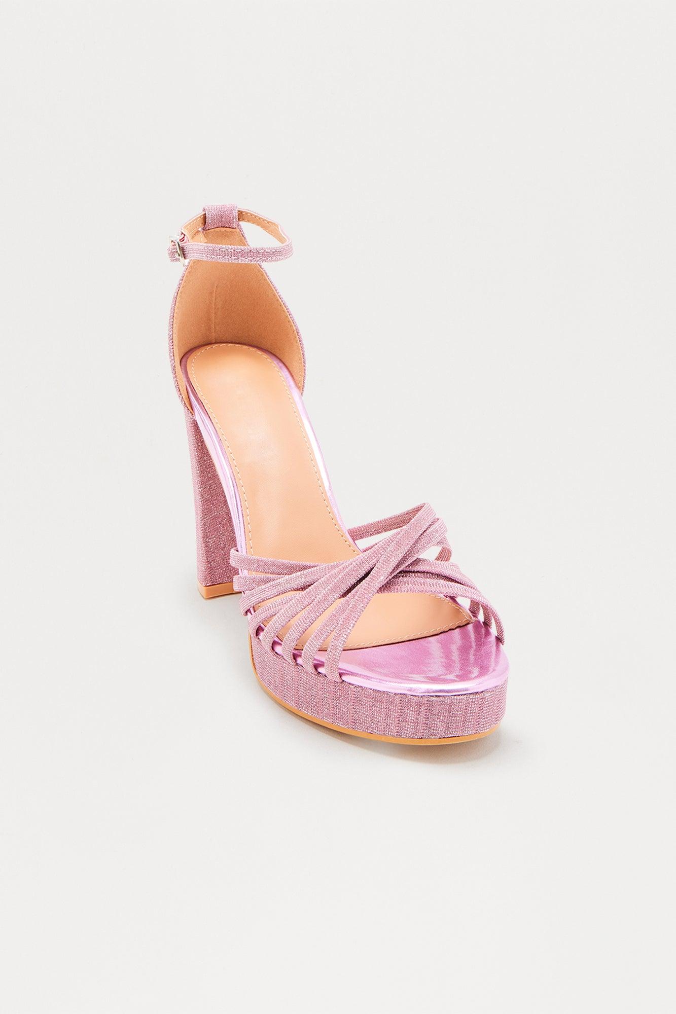 Wixie Rhinestone Glitter Heels - Pink Female Product Image