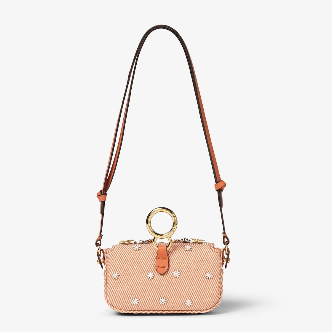 Nano Baguette CharmOrange denim charm with Fendi Flower Bouquet embroidery Product Image