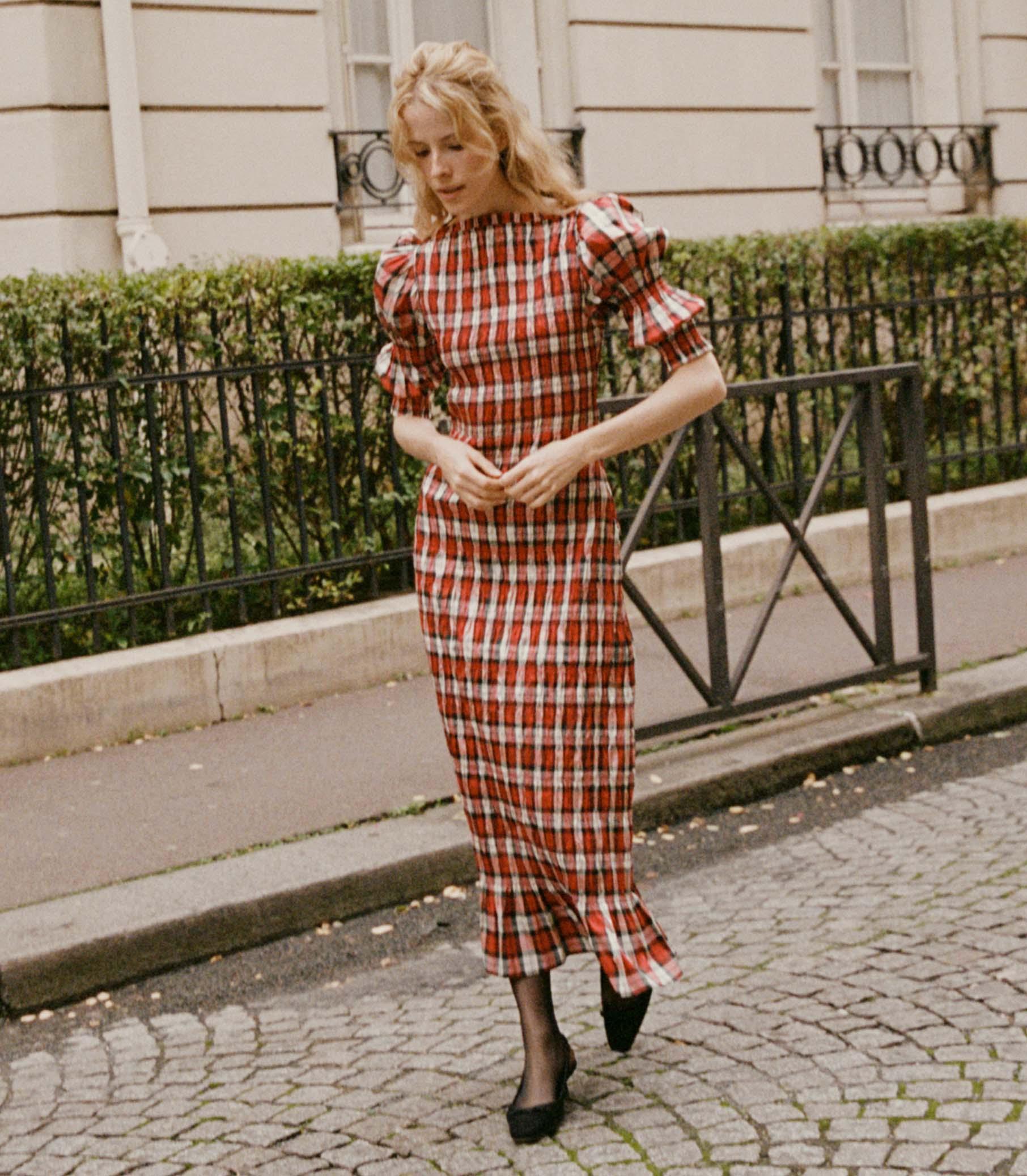 RAQUELLA DRESS -- ROUGE ADALINE PLAID Product Image
