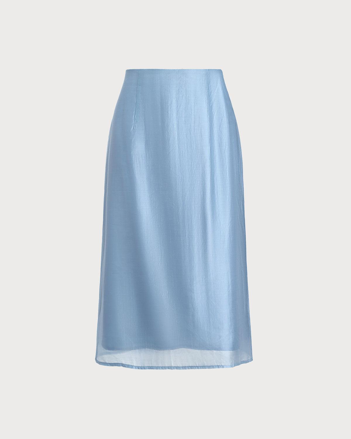 Blue Zipper A-Line Skirt Product Image
