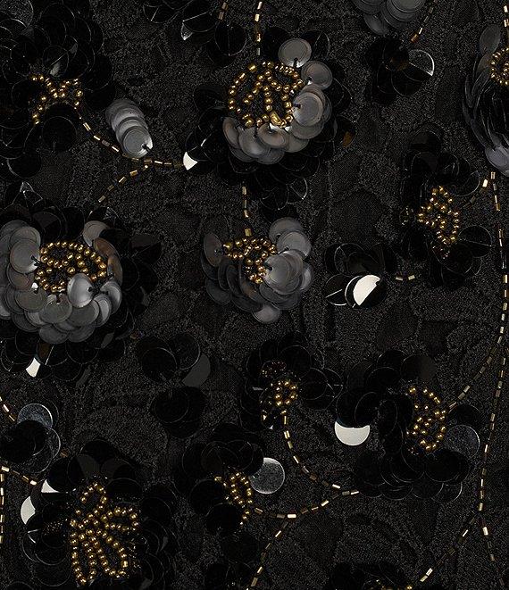 Muse by Marchesa Iris Schiffli Lace Floral Embroidered Round Neck Long Sleeve Fit and Flare Mini Dress Product Image