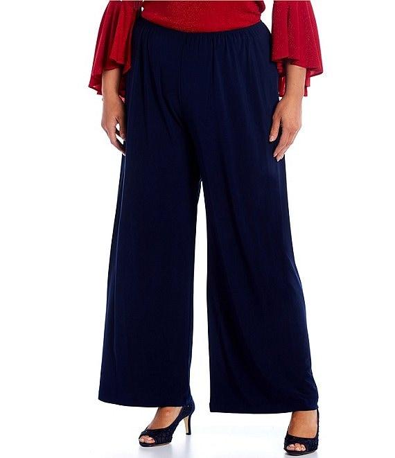 Alex Evenings Plus Size Matte Jersey Wide Leg Long Pants Product Image