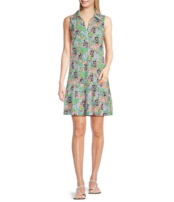 Lilly Pulitzer x Disney Riegan Lilly Hearts Disney Print Point Collar Sleeveless Ruffle Hem Shirtdress Product Image