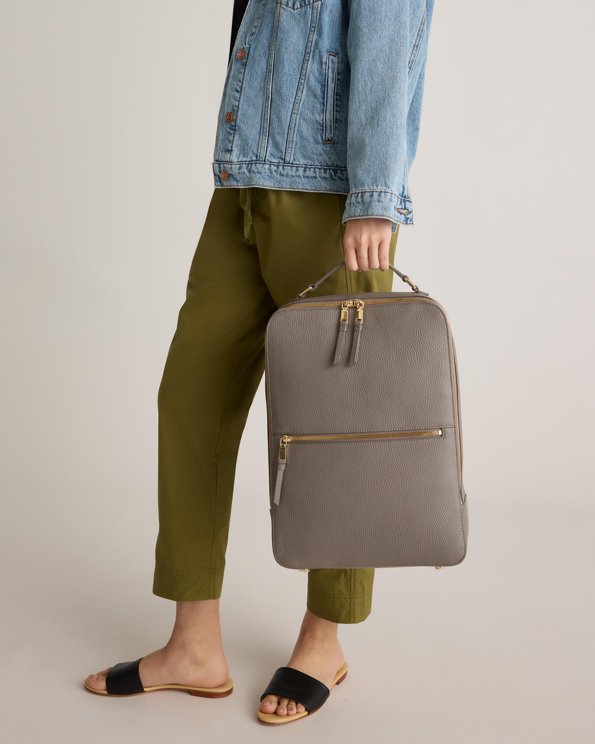 Quince | Women's Italian Leather Laptop Backpack in Mink Product Image