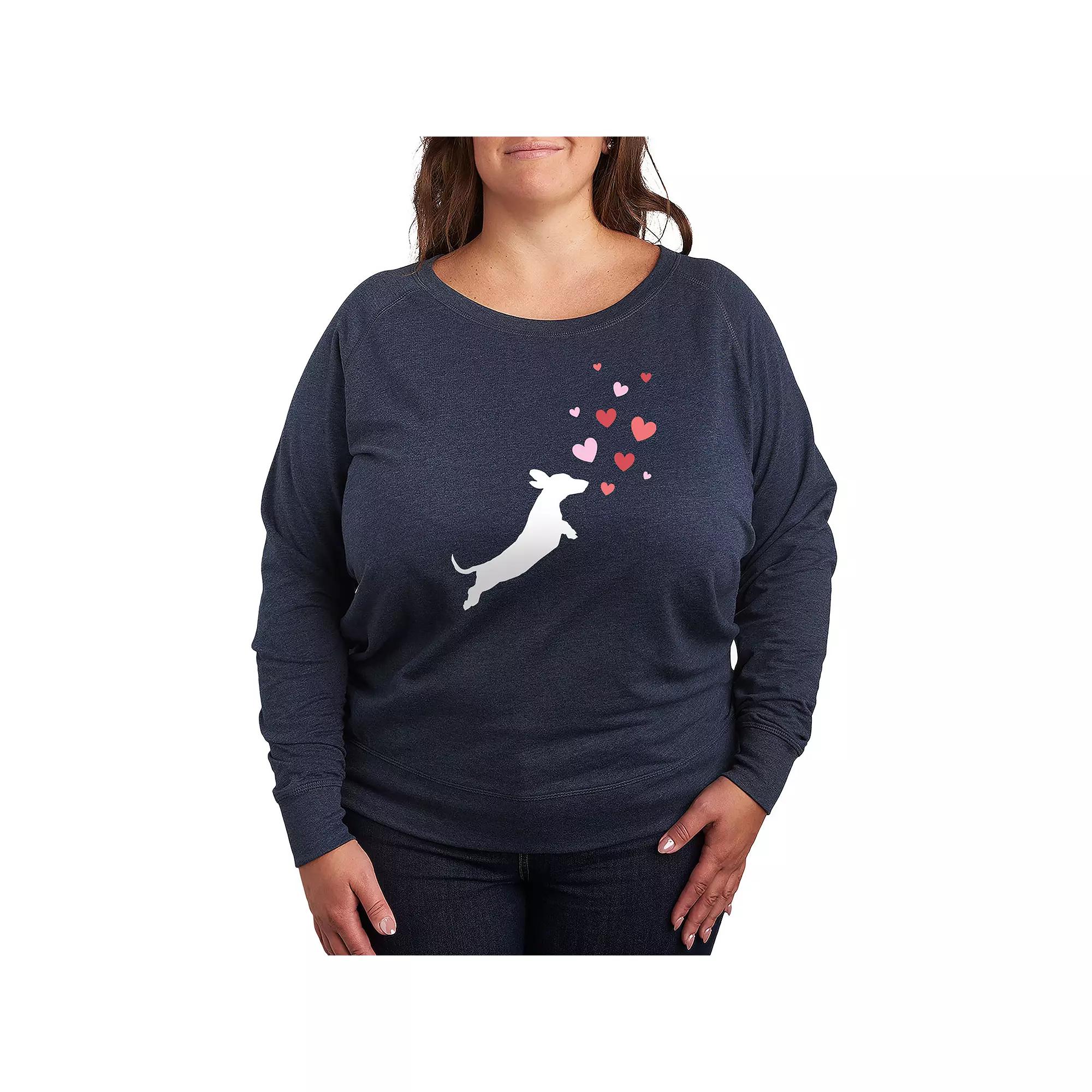 Plus Size Peanuts Snoopy Desert On Moon French Terry Long Sleeve Tee, Womens Grey Indigo Product Image