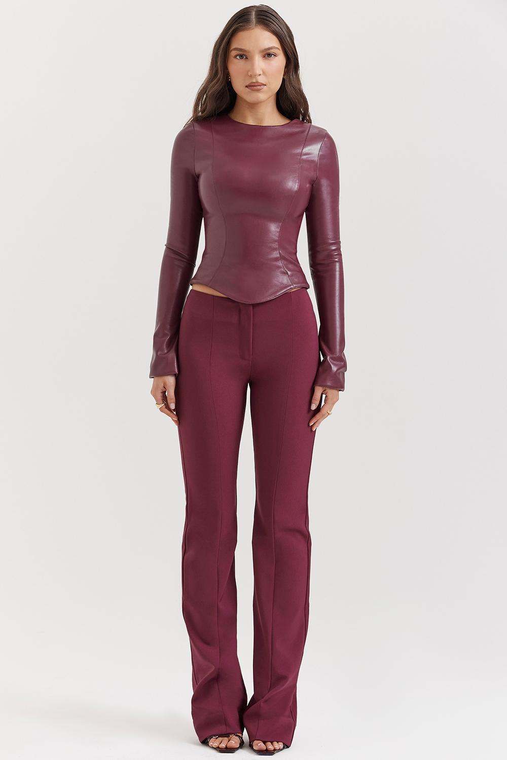 Mylah  wine vegan leather top Product Image