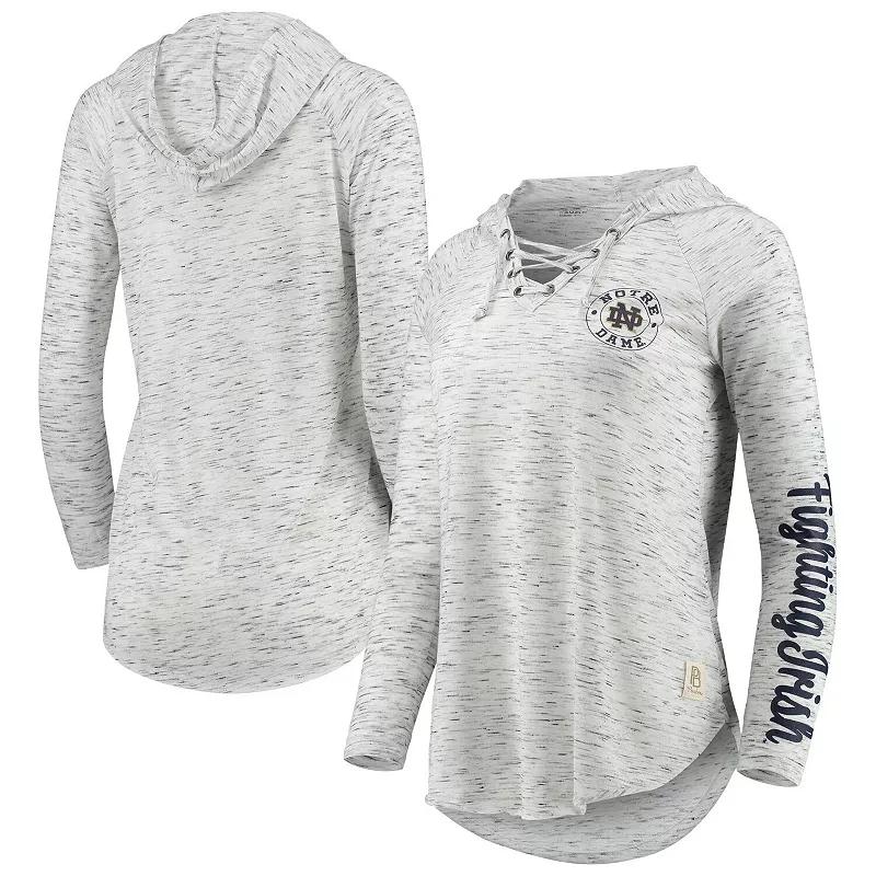 Women's Pressbox Gray Notre Dame Fighting Irish Space Dye Lace-Up V-Neck Long Sleeve T-Shirt, Size: Small, Grey Product Image