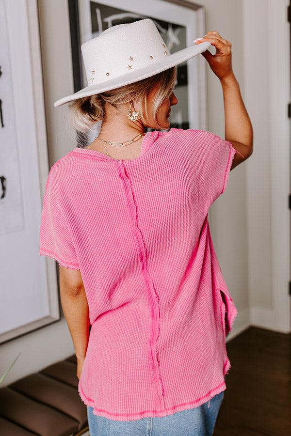 Visions Of You Waffle Knit Top In Pink Product Image